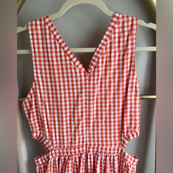 RUE STIIC Kamila midi dress in fire orange check - Picture 3 of 6